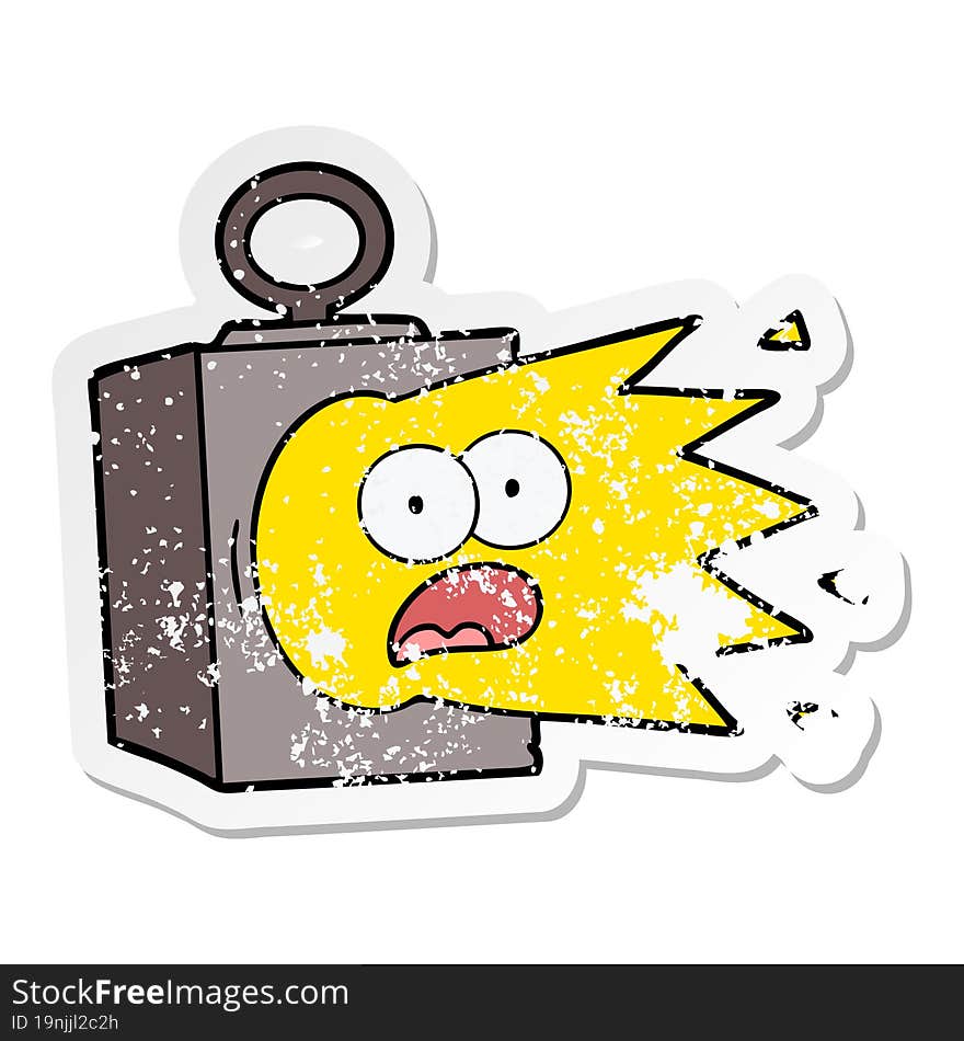 Distressed Sticker Of A Cartoon Industrial Lamp