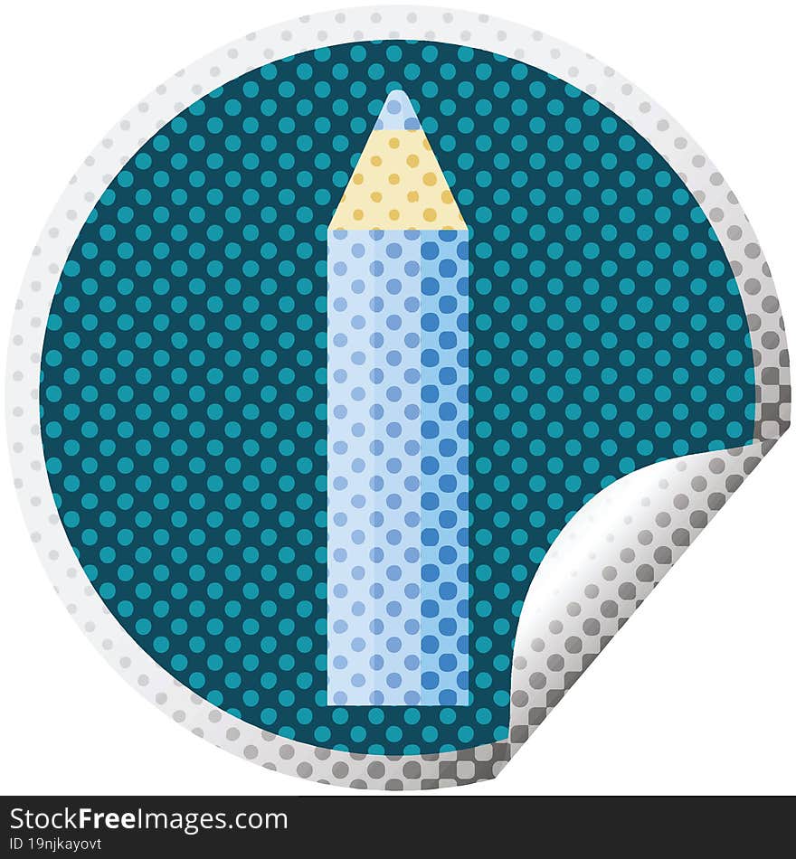 blue coloring pencil graphic circular sticker