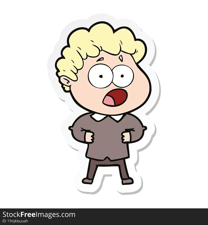 sticker of a cartoon man gasping in surprise