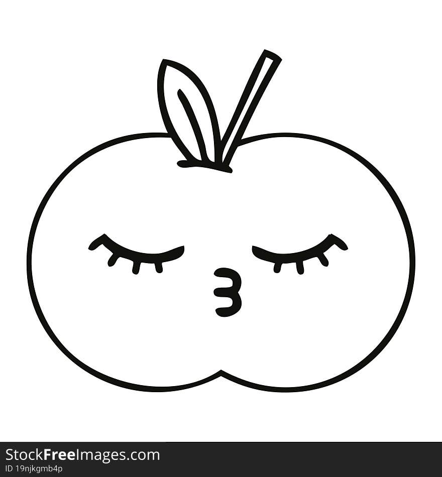 line drawing cartoon red apple