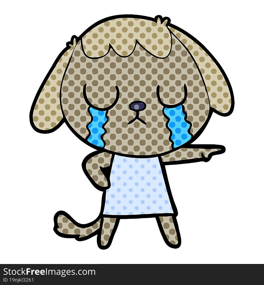 cute cartoon dog crying. cute cartoon dog crying