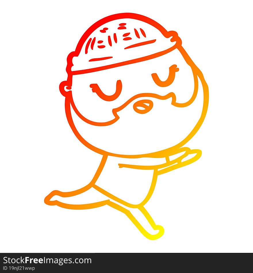 warm gradient line drawing cartoon man with beard