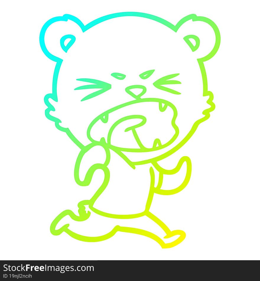 cold gradient line drawing angry cartoon bear running