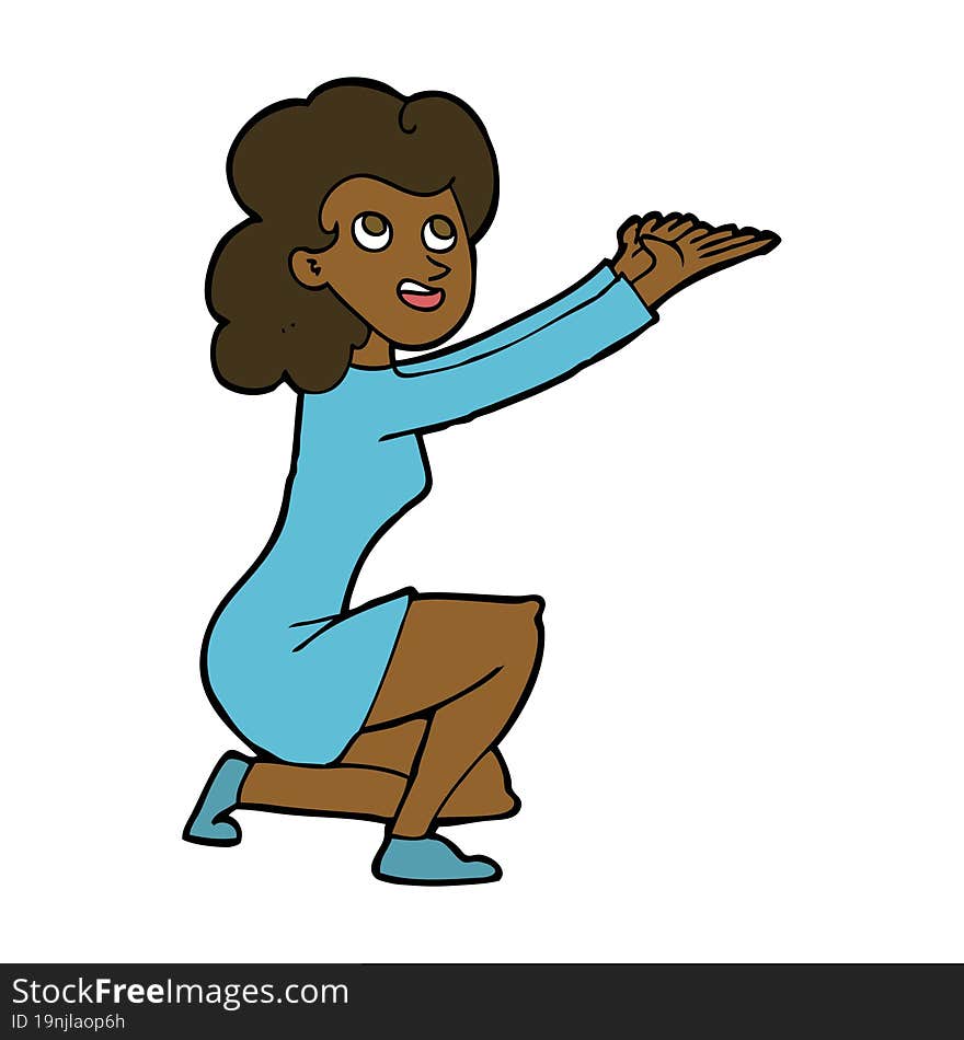 cartoon woman presentation gesture