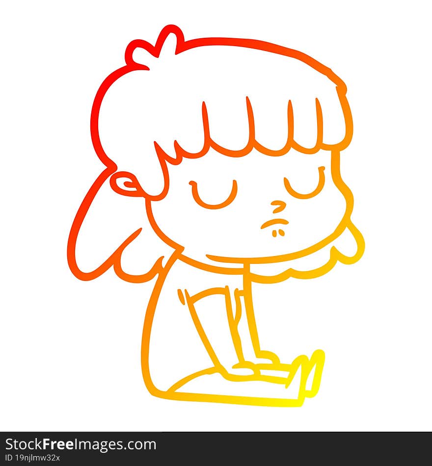 warm gradient line drawing cartoon indifferent woman