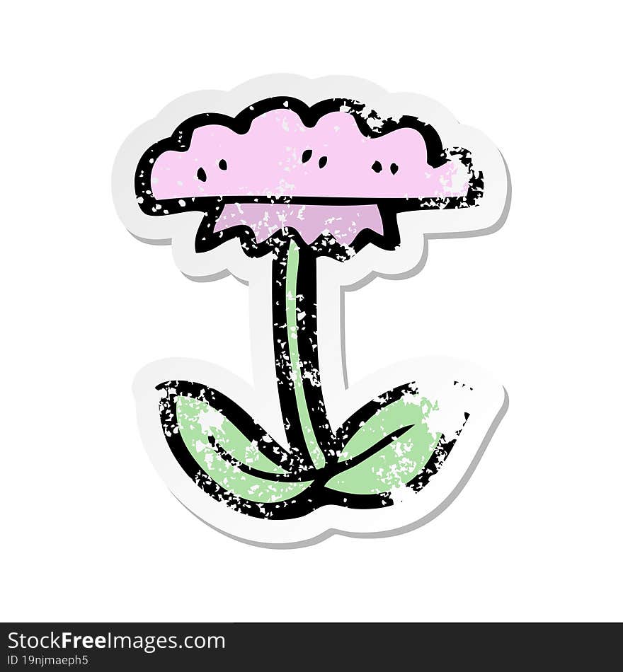 Retro Distressed Sticker Of A Cartoon Flower Symbol