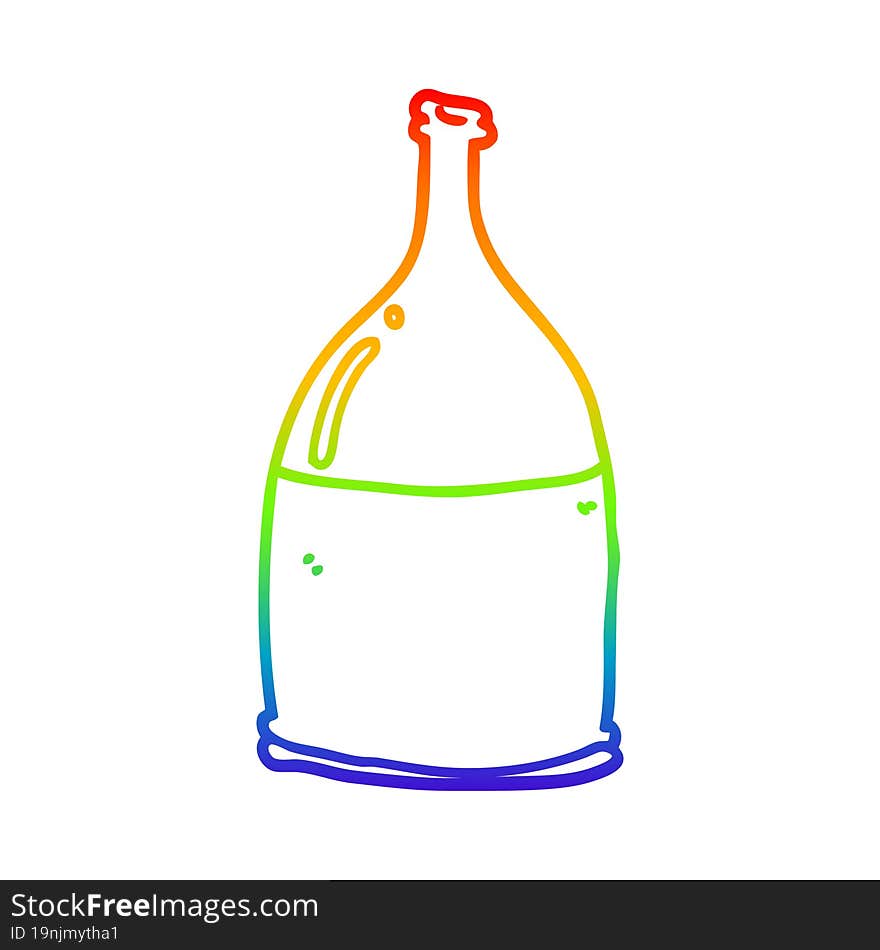 rainbow gradient line drawing cartoon bottle