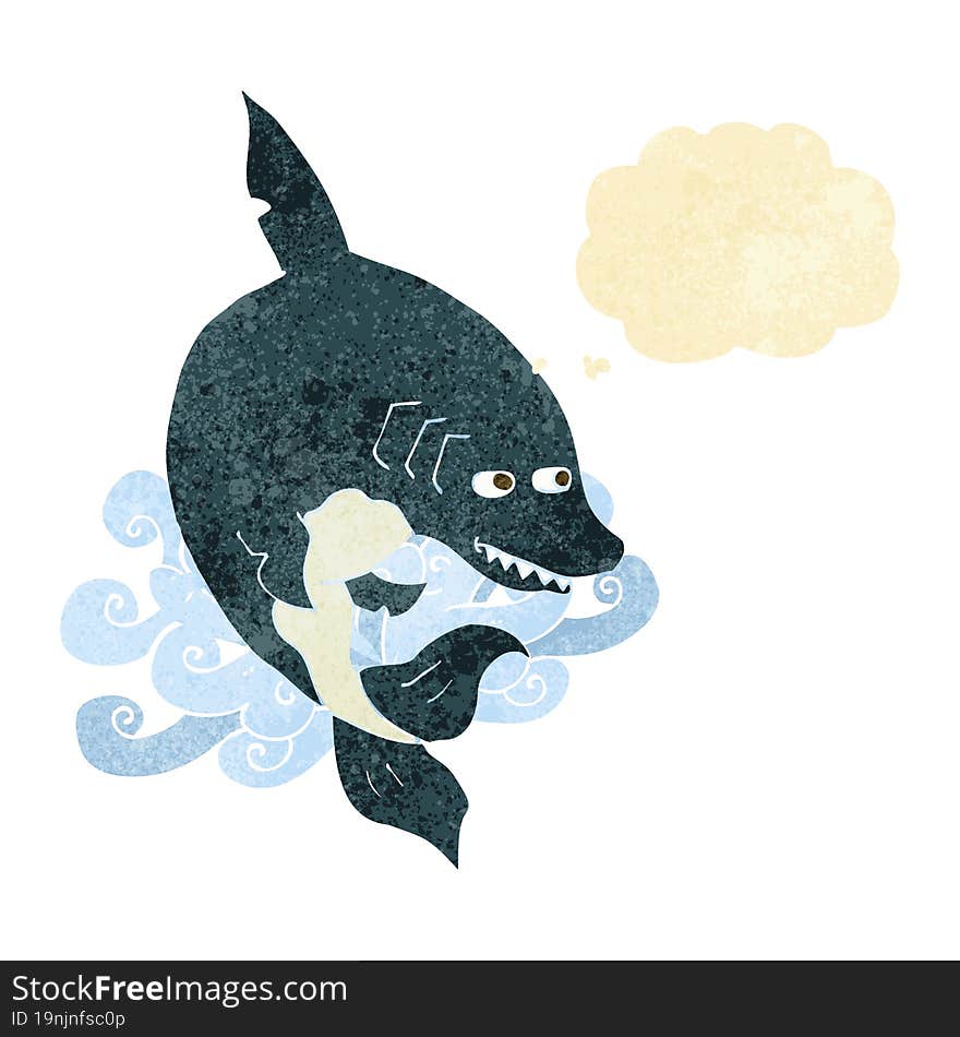 funny cartoon shark with thought bubble