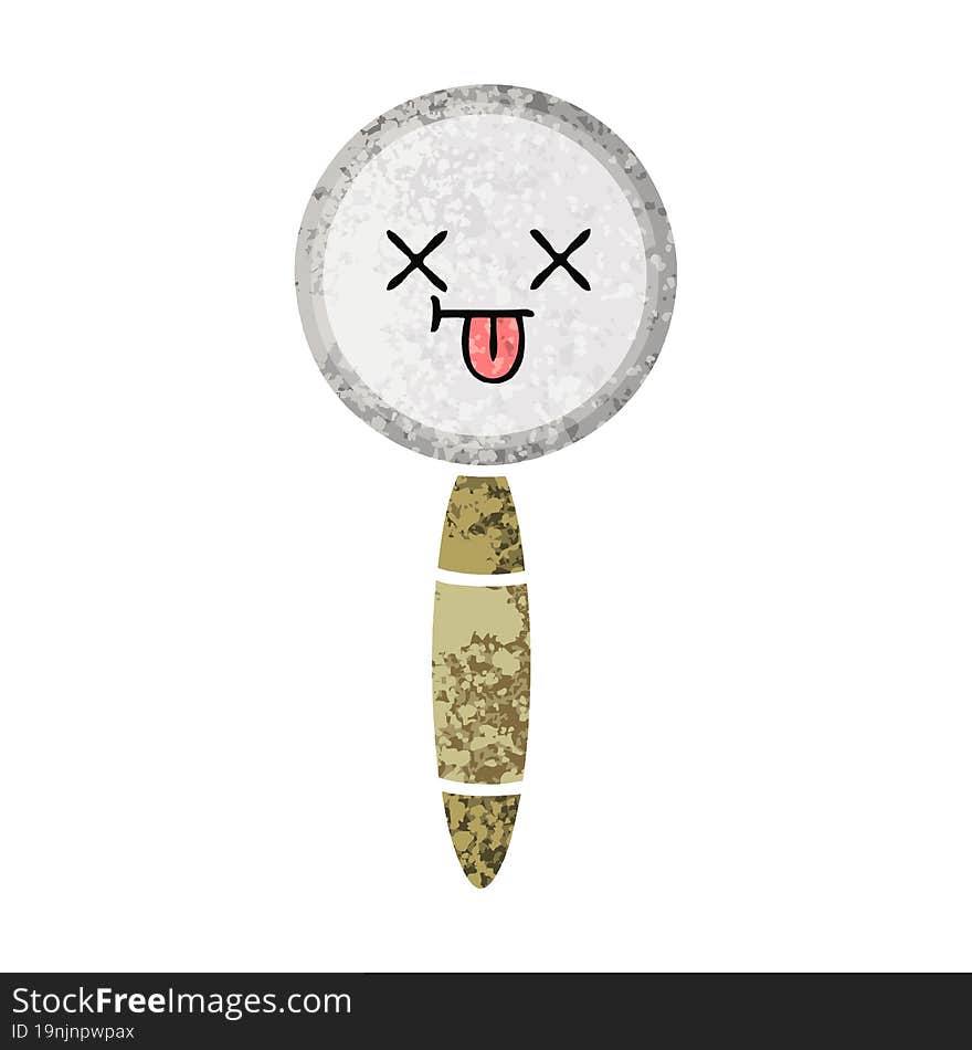 Retro Illustration Style Cartoon Magnifying Glass