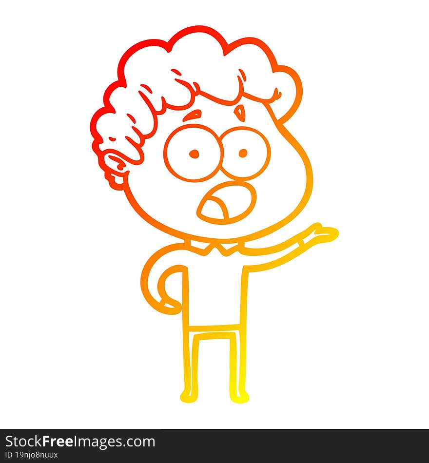 warm gradient line drawing cartoon man gasping in surprise