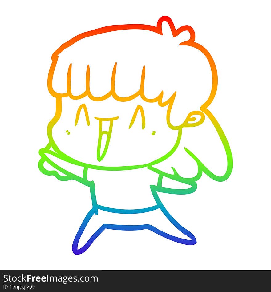 rainbow gradient line drawing of a cartoon woman