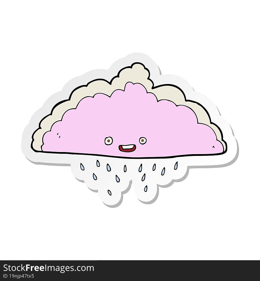 sticker of a cartoon rain cloud