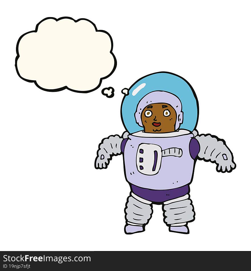 Cartoon Space Man With Thought Bubble