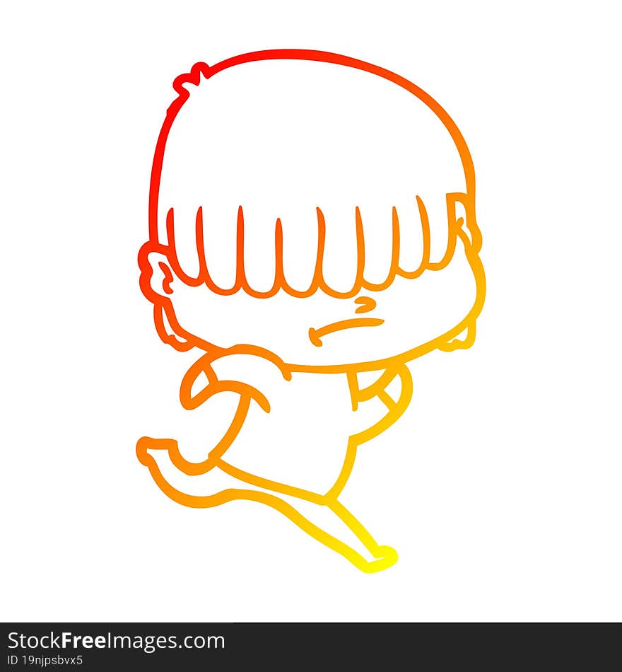 warm gradient line drawing of a cartoon boy with untidy hair