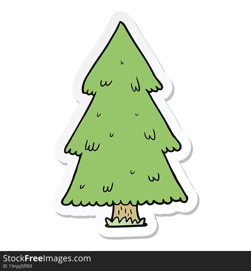 Sticker Of A Cartoon Christmas Tree