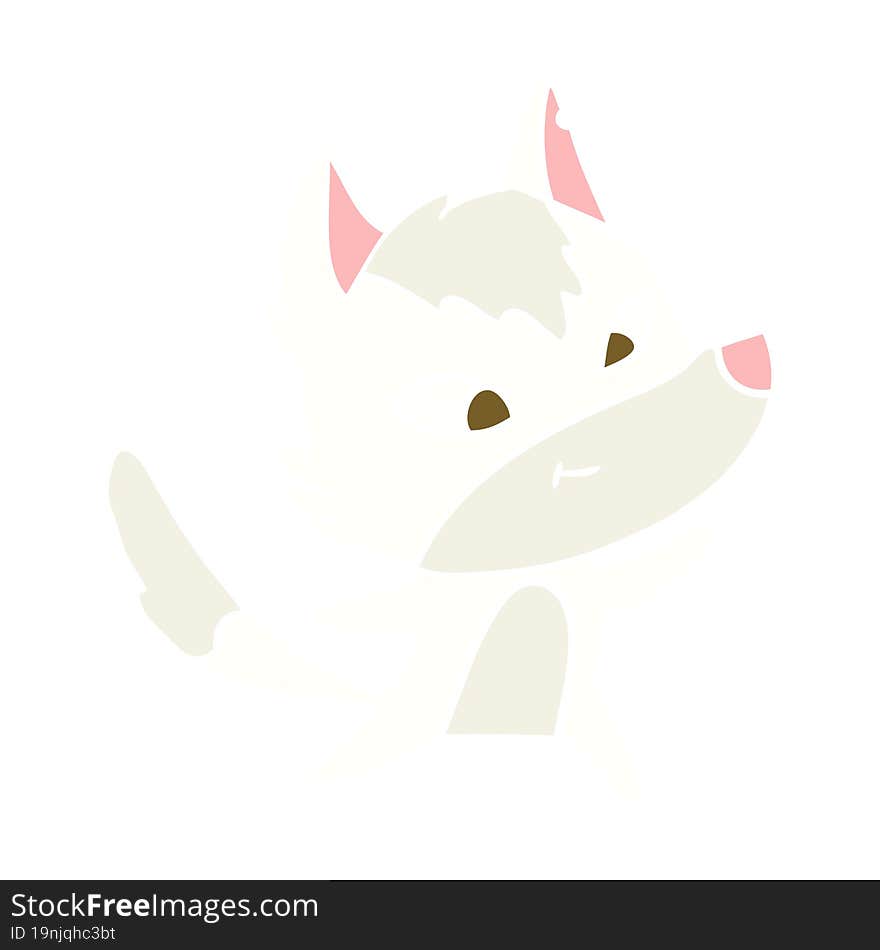 friendly flat color style cartoon wolf