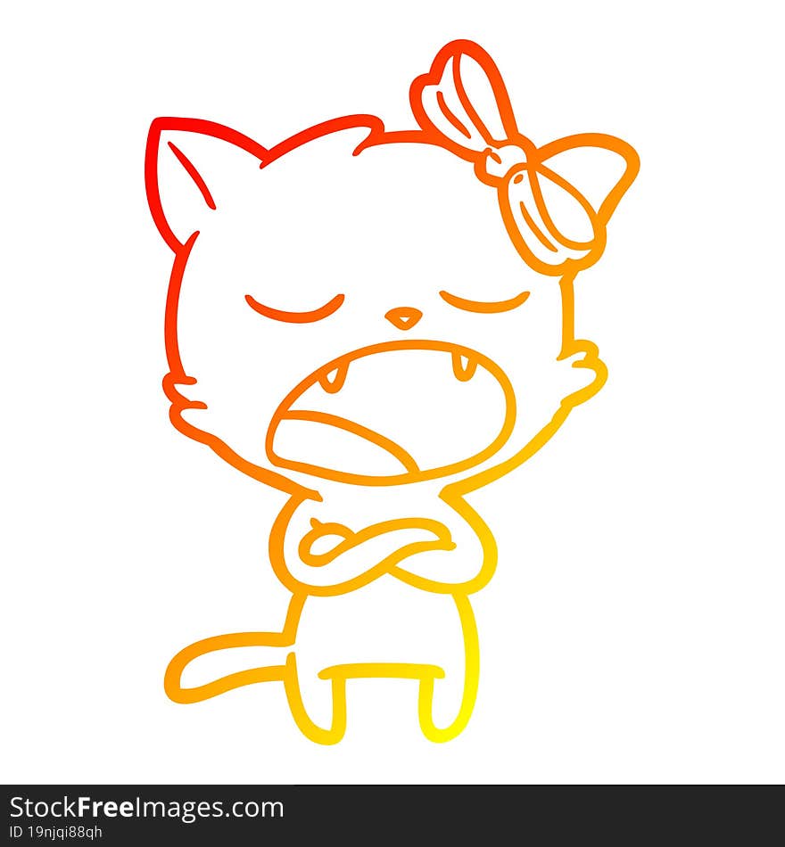 warm gradient line drawing annoyed cartoon cat