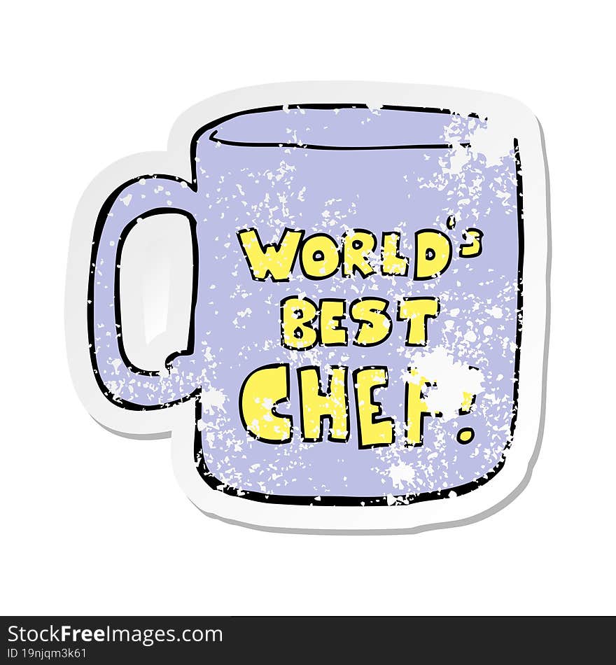 distressed sticker of a worlds best chef mug