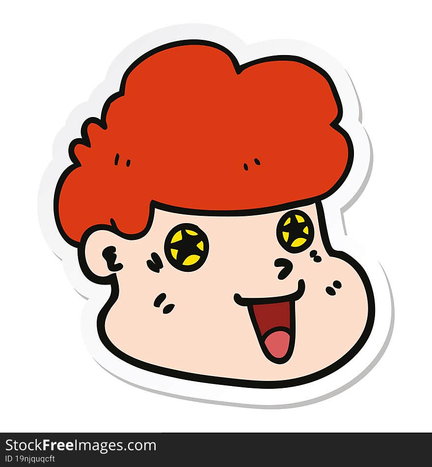 sticker of a cartoon boy s face