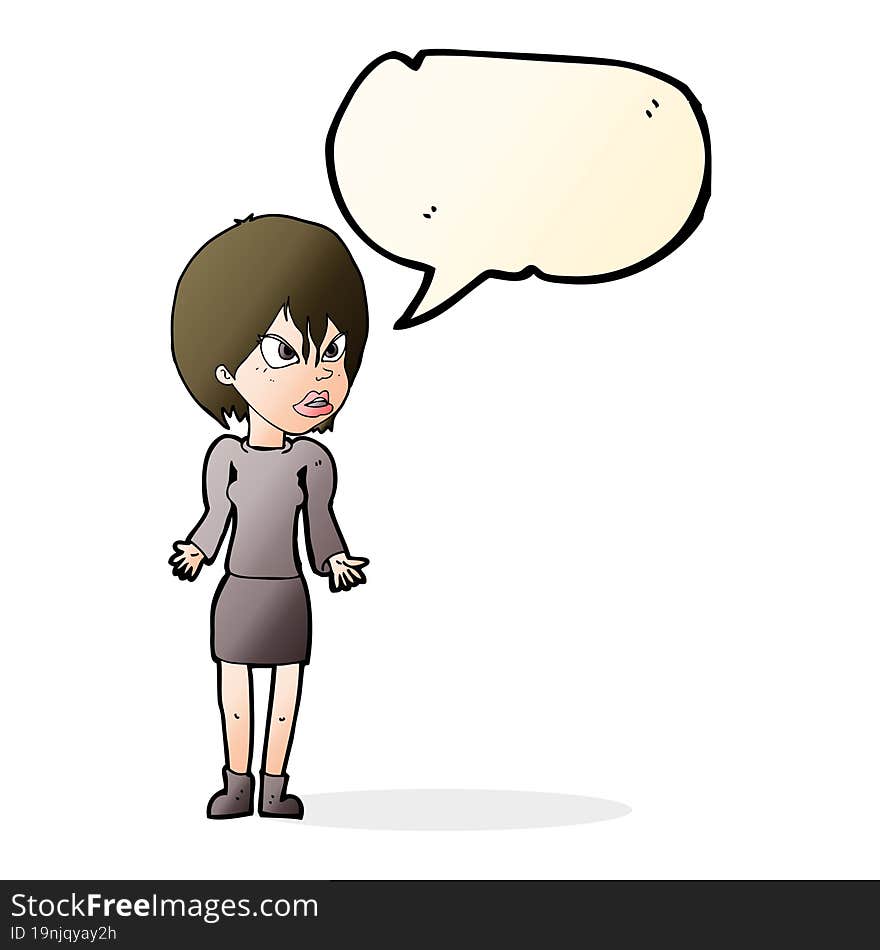 cartoon annoyed woman with speech bubble