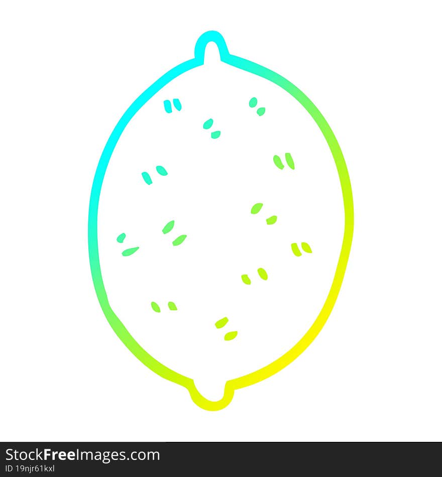 Cold Gradient Line Drawing Cartoon Lemon Fruit