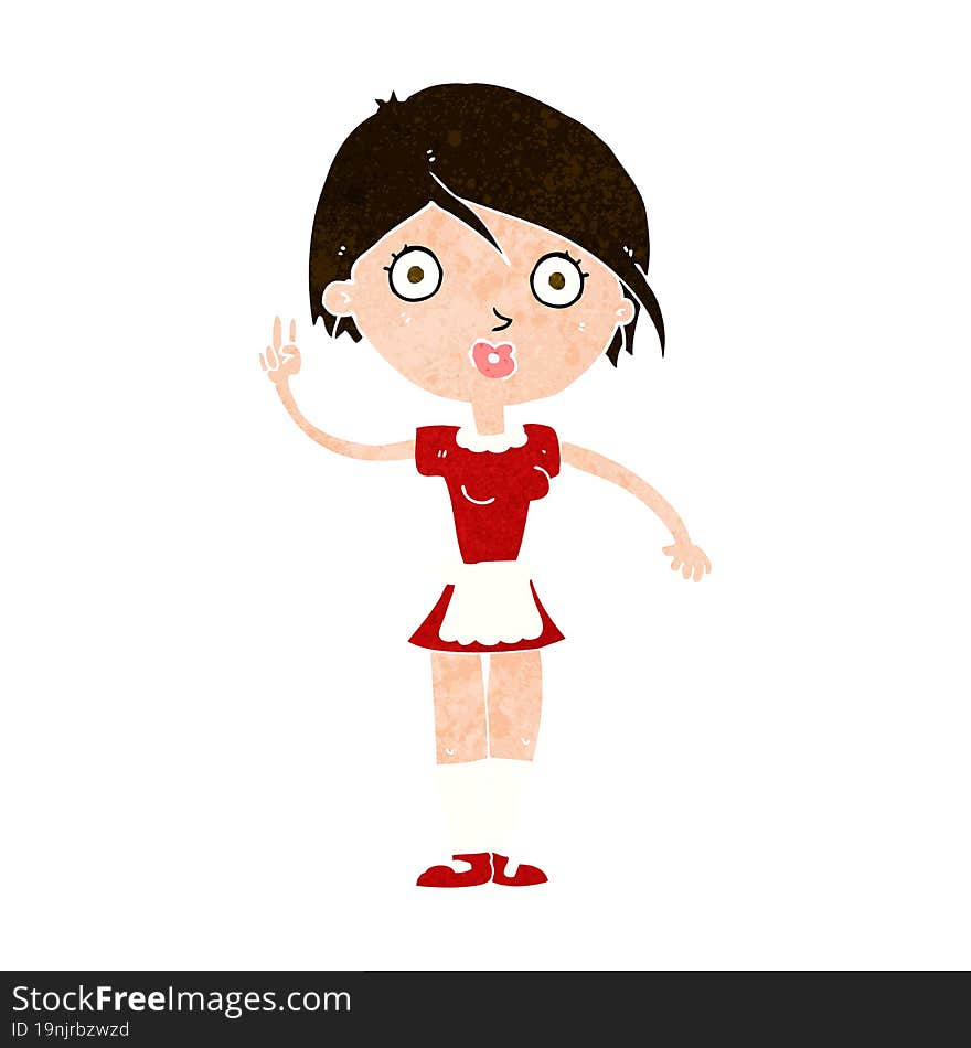 Cartoon Waitress Making Hand Gesture