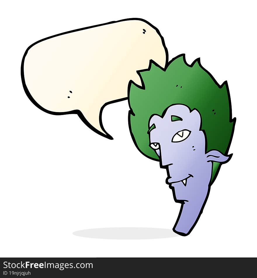 Cartoon Vampire Head With Speech Bubble