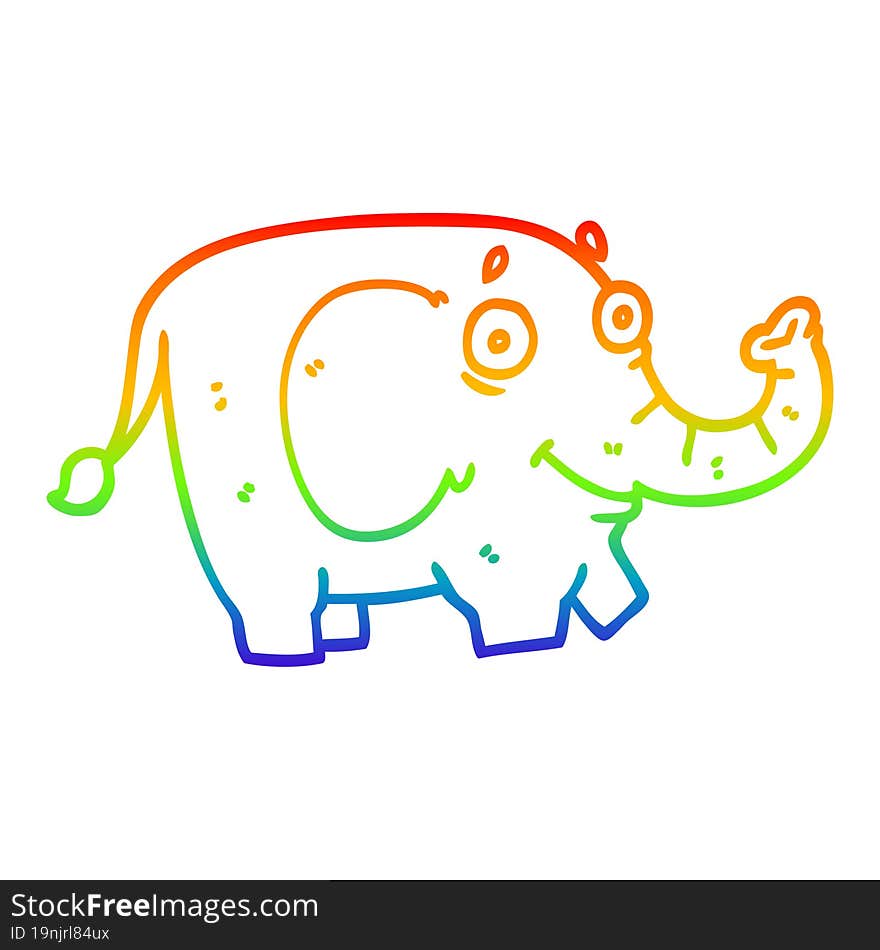 rainbow gradient line drawing cartoon funny elephant