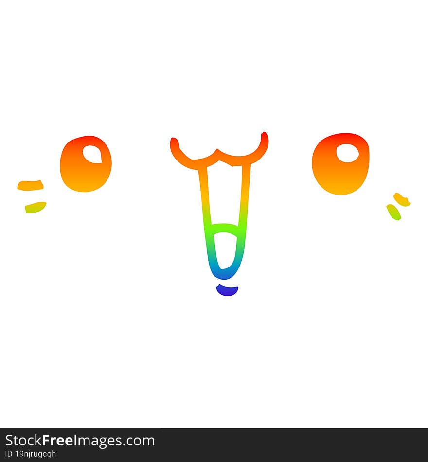 rainbow gradient line drawing of a happy cartoon face