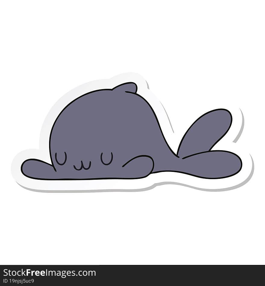 sticker of a quirky hand drawn cartoon whale