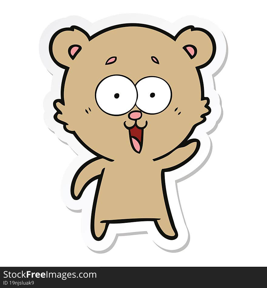 Sticker Of A Laughing Teddy  Bear Cartoon