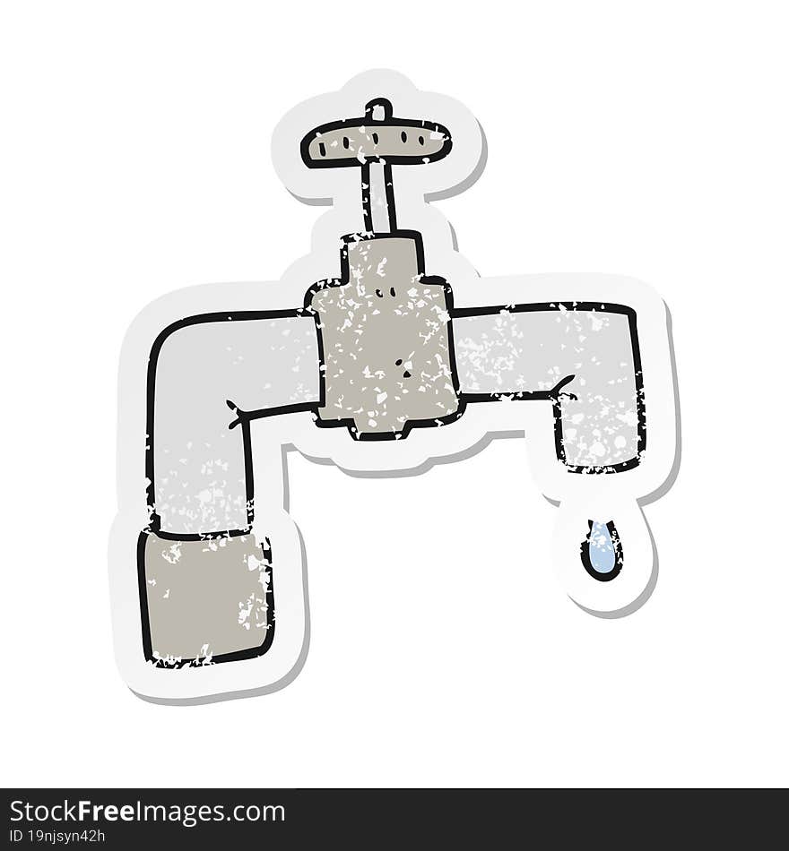 retro distressed sticker of a cartoon dripping faucet