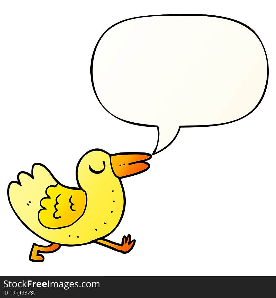 cartoon bird with speech bubble in smooth gradient style