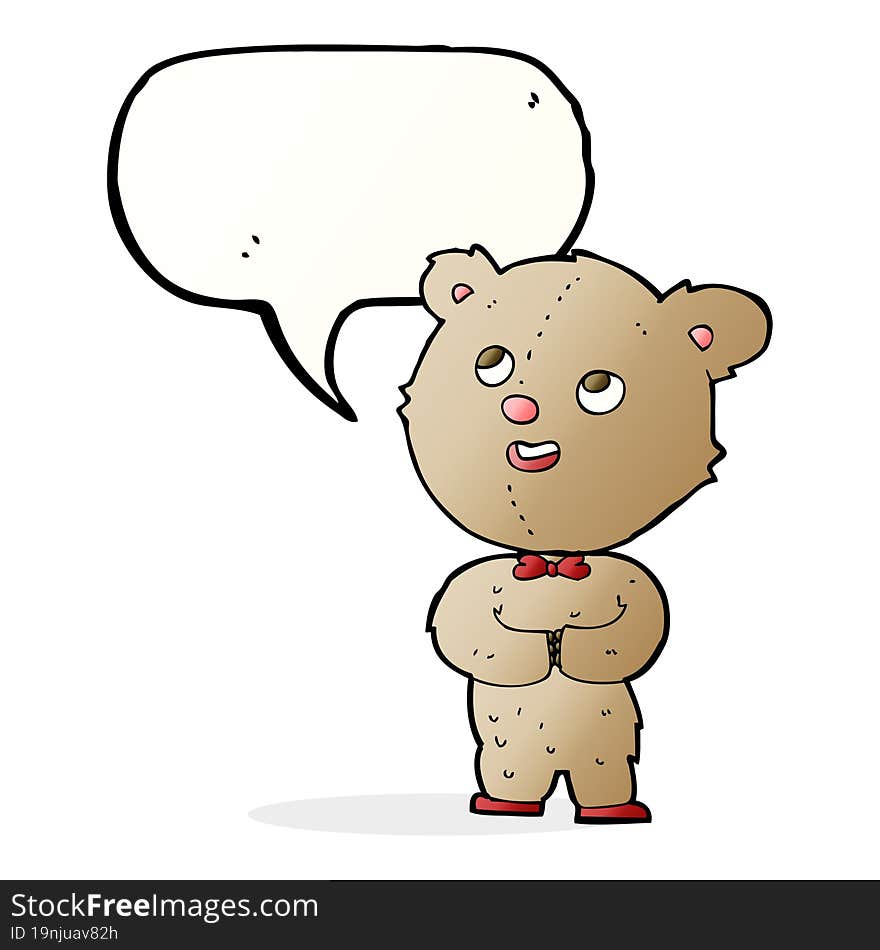 Cartoon Cute Teddy Bear With Speech Bubble