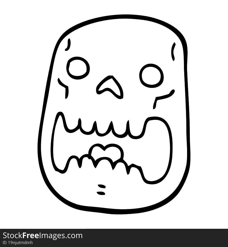 line drawing cartoon halloween skull