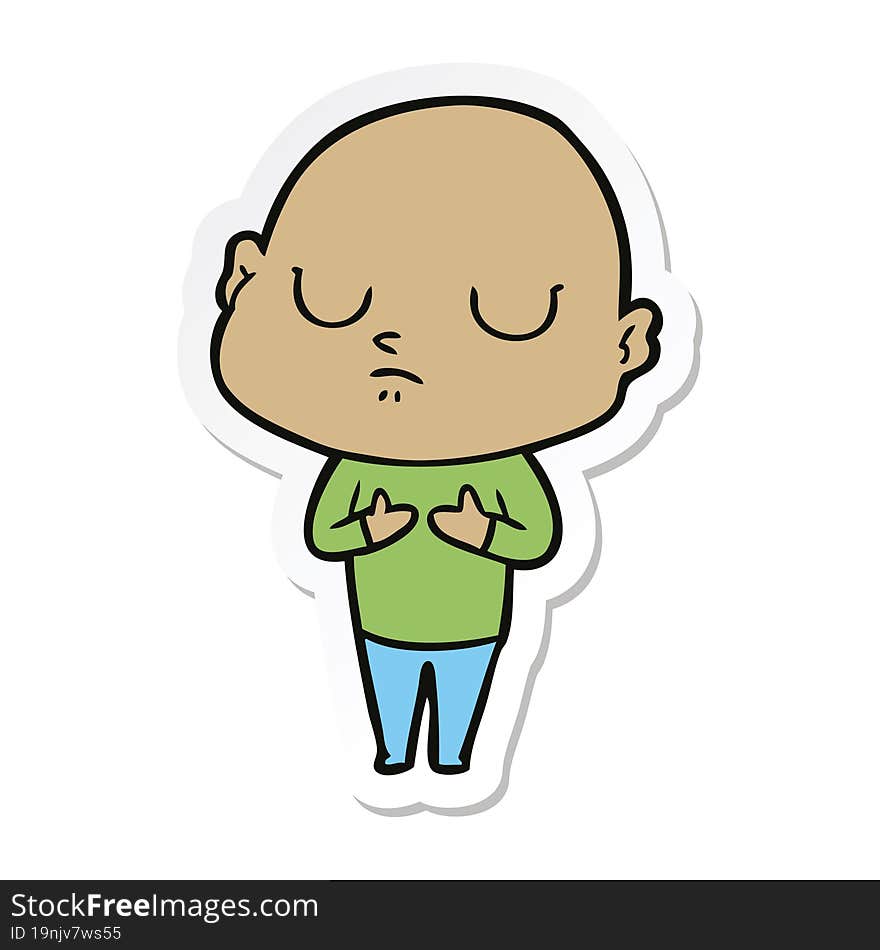 sticker of a cartoon bald man