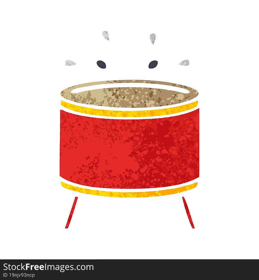 retro illustration style cartoon beating drum