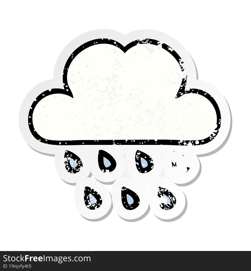 Distressed Sticker Of A Cute Cartoon Rain Cloud