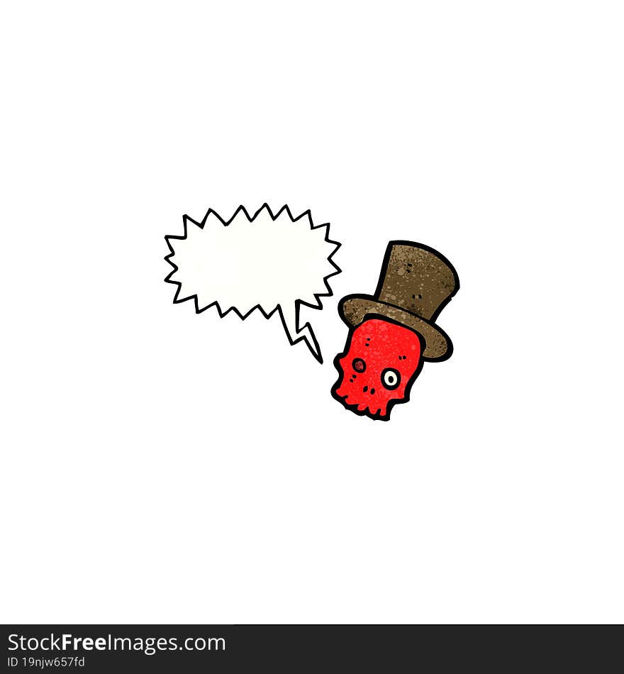 cartoon talking skull in top hat