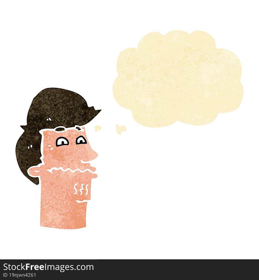 Cartoon Nervous Man With Thought Bubble