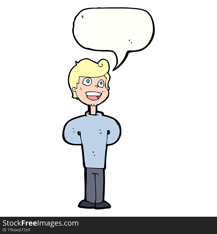 Cartoon Happy Man With Speech Bubble