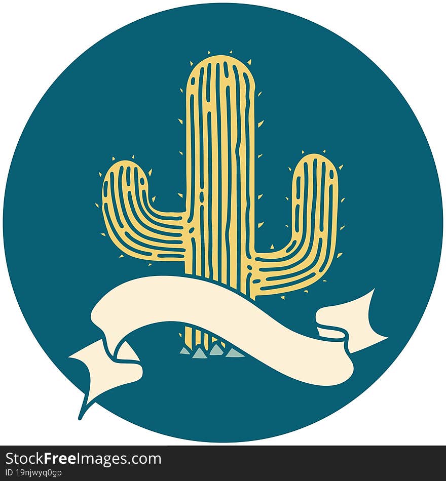 Icon With Banner Of A Cactus