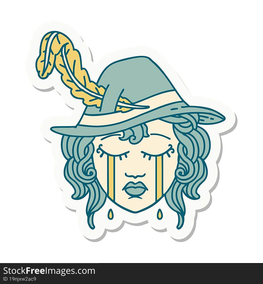 crying human bard sticker