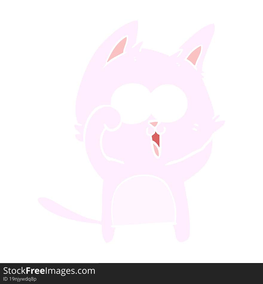 funny flat color style cartoon cat