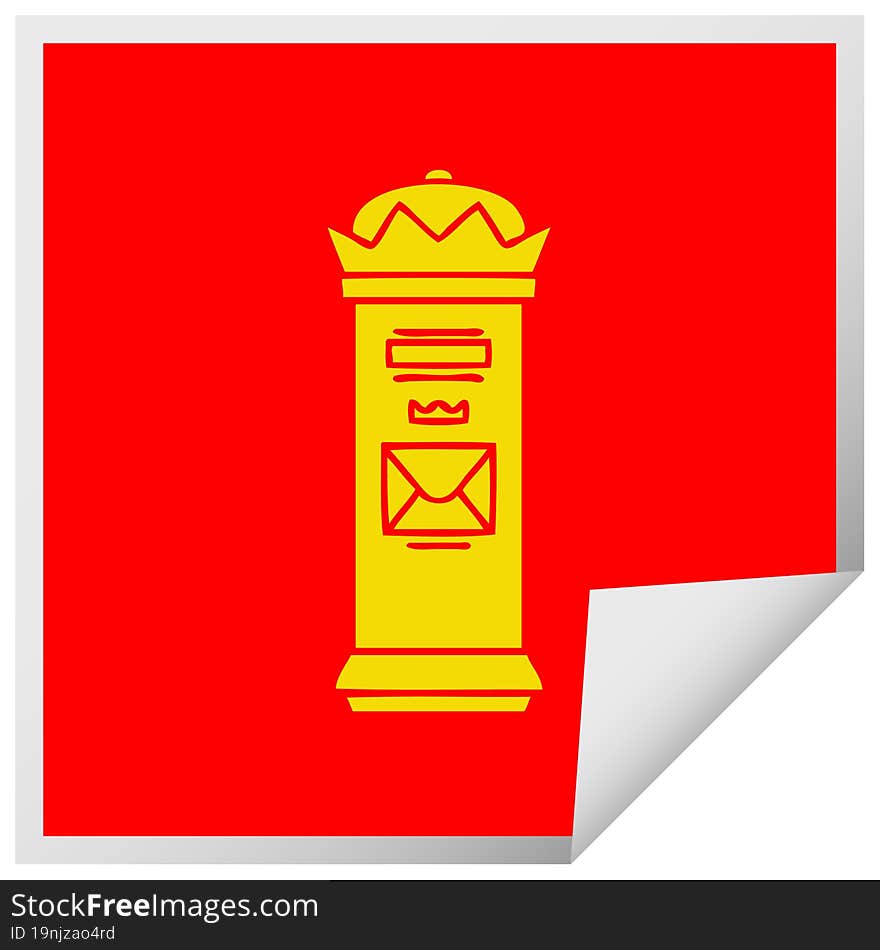 square peeling sticker cartoon british post box