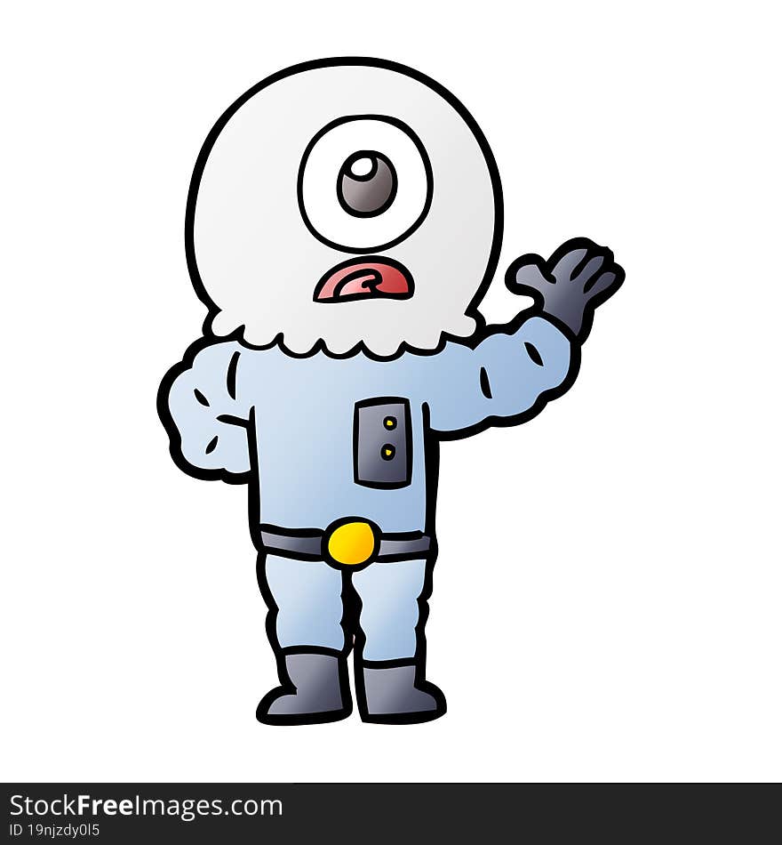 cartoon cyclops alien spaceman. cartoon cyclops alien spaceman