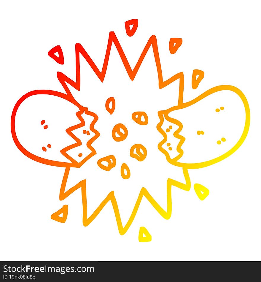 warm gradient line drawing cartoon exploding sausage