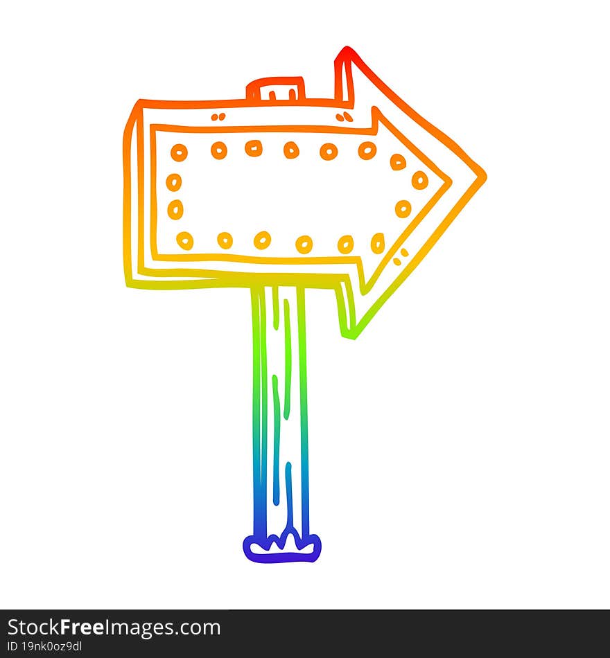 rainbow gradient line drawing of a cartoon lit up sign