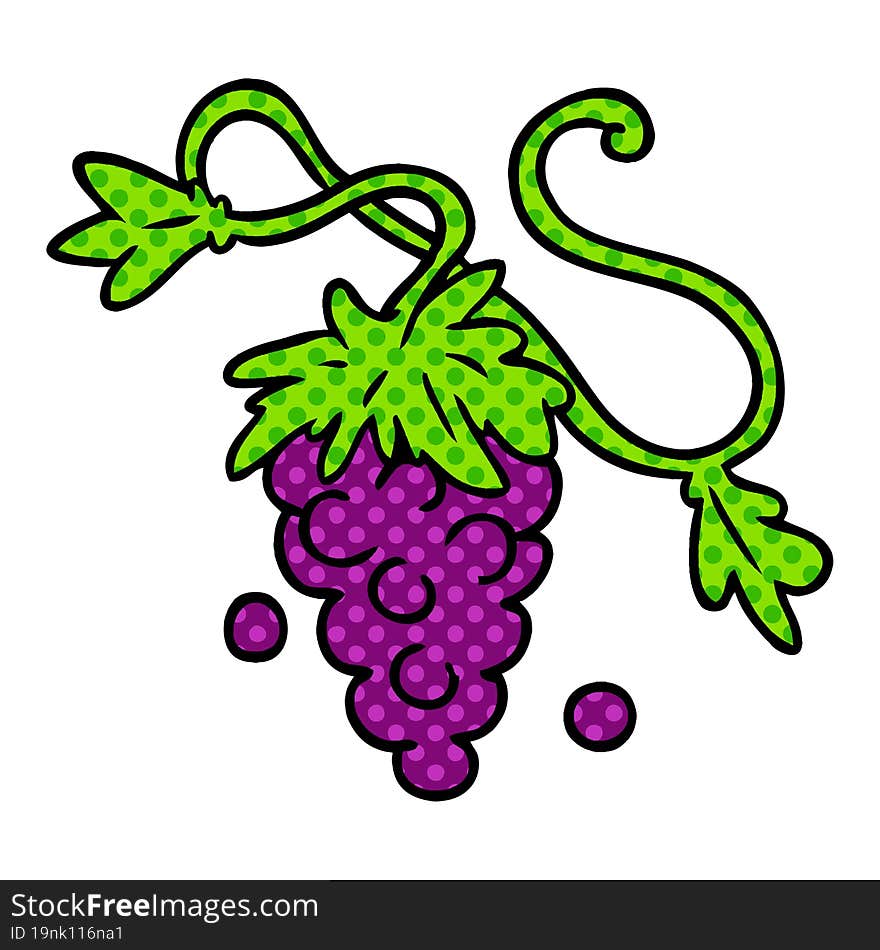 cartoon doodle of grapes on vine