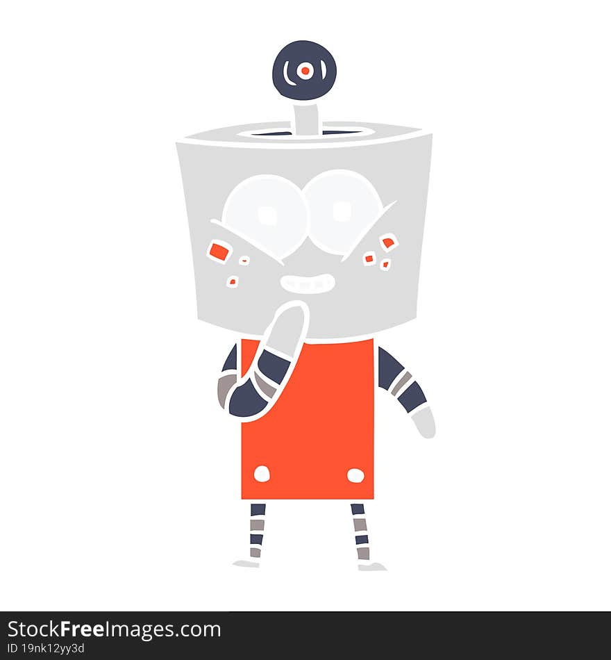 happy flat color style cartoon robot giggling